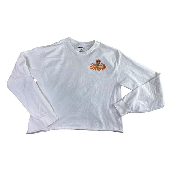 Nickelodeon Crop Shirt Sz M Made In The 90's White Sponge Bob Rugrats Tee Top - Picture 5 of 7